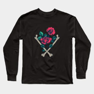 Cross Bones And Roses Long Sleeve T-Shirt